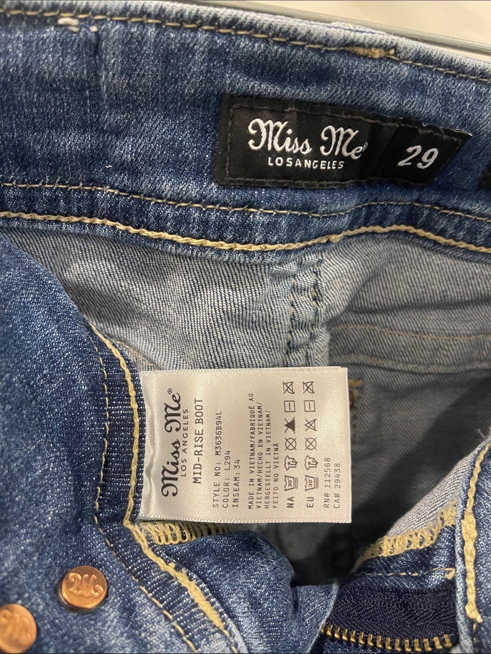 Miss Me Medium Blue Bootcut Jeans with Decorative Pockets - Picture 9 of 11